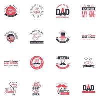 Happy fathers day set 16 Black and Pink Vector typography Vintage lettering for fathers day greeting cards banners tshirt design You are the best dad Editable Vector Design Elements