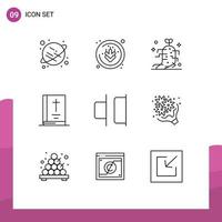 Modern Set of 9 Outlines and symbols such as birthday horizontal nature distribute note Editable Vector Design Elements