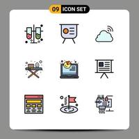 9 Creative Icons Modern Signs and Symbols of analysis ironing stand presentation ironing board spring Editable Vector Design Elements