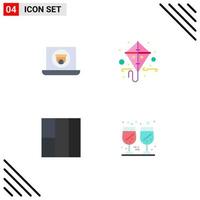 conjunto de pictogramas de 4 iconos planos simples de cámara de diseño multimedia mardi glass elementos de diseño vectorial editables vector