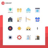 Pictogram Set of 16 Simple Flat Colors of skills house weather building web Editable Pack of Creative Vector Design Elements