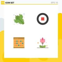 Set of 4 Modern UI Icons Symbols Signs for diet event vegetables user month Editable Vector Design Elements