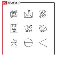 9 Creative Icons Modern Signs and Symbols of products electronics envelope disc food Editable Vector Design Elements