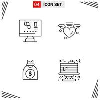 4 Icons Line Style. Grid Based Creative Outline Symbols for Website Design. Simple Line Icon Signs Isolated on White Background. 4 Icon Set. vector