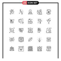 Line Pack of 25 Universal Symbols of shopping device christian cart hobbies Editable Vector Design Elements