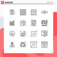 16 Creative Icons Modern Signs and Symbols of business graph business star military Editable Vector Design Elements