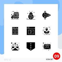 Universal Icon Symbols Group of 9 Modern Solid Glyphs of robbot machine winter laundry ship Editable Vector Design Elements