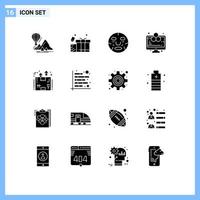 16 Universal Solid Glyph Signs Symbols of study computer wedding analytics mask Editable Vector Design Elements