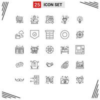 Set of 25 Modern UI Icons Symbols Signs for lightbulb light plant flash night Editable Vector Design Elements