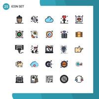 Universal Icon Symbols Group of 25 Modern Filled line Flat Colors of game stick cloud holiday event Editable Vector Design Elements