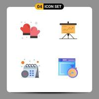 4 Universal Flat Icon Signs Symbols of baked success glove challenge calendar Editable Vector Design Elements