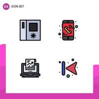 Set of 4 Modern UI Icons Symbols Signs for fridge laptop call analytics arrows Editable Vector Design Elements