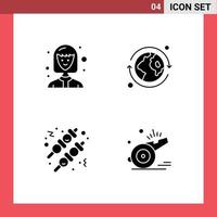 Universal Icon Symbols Group of 4 Modern Solid Glyphs of avatar whistle earth fast food referee Editable Vector Design Elements