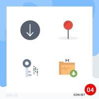 Mobile Interface Flat Icon Set of 4 Pictograms of arrow document coordinate internet gdpr Editable Vector Design Elements