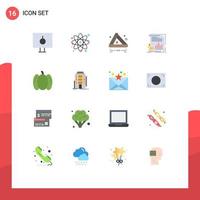 Mobile Interface Flat Color Set of 16 Pictograms of reports money physics finance sign Editable Pack of Creative Vector Design Elements