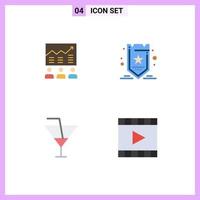 Modern Set of 4 Flat Icons and symbols such as team seo chart success drink Editable Vector Design Elements