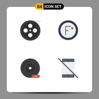 4 Creative Icons Modern Signs and Symbols of camera cd video forecast dvd Editable Vector Design Elements