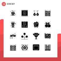 16 Creative Icons Modern Signs and Symbols of oil lamp earing website globe Editable Vector Design Elements