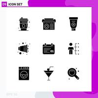 9 Creative Icons Modern Signs and Symbols of calendar speaker cream volume audio Editable Vector Design Elements