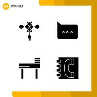 4 Icon Set. Solid Style Icon Pack. Glyph Symbols isolated on White Backgound for Responsive Website Designing. vector