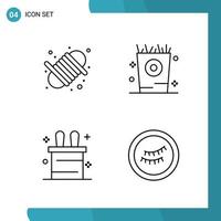 Vector Pack of 4 Outline Symbols. Line Style Icon Set on White Background for Web and Mobile.