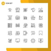 Modern Set of 25 Lines and symbols such as therapy cupping global shield protection Editable Vector Design Elements