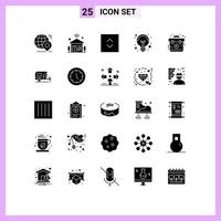 25 User Interface Solid Glyph Pack of modern Signs and Symbols of aid light iot science square Editable Vector Design Elements