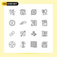 Set of 16 Vector Outlines on Grid for world day order cancer web Editable Vector Design Elements