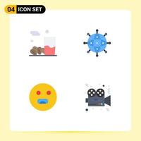 Set of 4 Vector Flat Icons on Grid for drink emojis kareem money hungry Editable Vector Design Elements