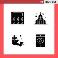 4 Icon Pack Solid Style Glyph Symbols on White Background Simple Signs for general designing vector