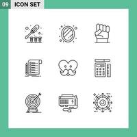 9 Thematic Vector Outlines and Editable Symbols of checklist invoice freedom report strength Editable Vector Design Elements