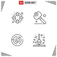 4 Icons Line Style Grid Based Creative Outline Symbols for Website Design Simple Line Icon Signs Isolated on White Background 4 Icon Set vector