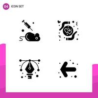 Glyph Icon set. Pack of 4 Solid Icons isolated on White Background for responsive Website Design Print and Mobile Applications. vector