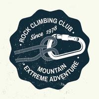 Vintage typography design with knot for quickly tying a climbing rope and carabiner. vector