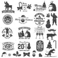 Merry Christmas and Happy New Year 2018 retro template with Santa Claus vector