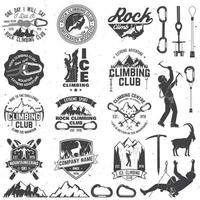 Set of Rock Climbing club badges with design elements vector