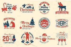 Merry Christmas and Happy New Year 2018 retro template with Santa Claus vector