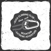 Vintage typography design with knot for quickly tying a climbing rope and carabiner. vector