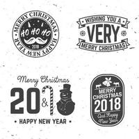 feliz navidad y feliz año nuevo 2018 plantilla retro con santa claus vector