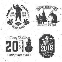 feliz navidad y feliz año nuevo 2018 plantilla retro con santa claus vector