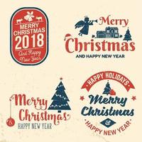 Merry Christmas and Happy New Year 2018 retro template with Santa Claus vector