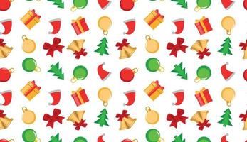 Seamless pattern on a Christmas theme. Christmas decorations, Christmas tree, balls, gifts, ornaments. Vector illustration