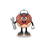 donuts illustration cartoon as a mechanic vector