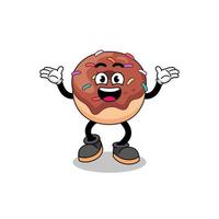 donuts cartoon searching with happy gesture vector