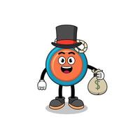 yoyo mascota ilustración hombre rico sosteniendo un saco de dinero vector
