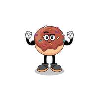 Mascot cartoon of donuts posing with muscle vector