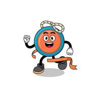 Mascot cartoon of yoyo running on finish line vector