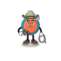 mascota del personaje de yoyo como vaquero vector