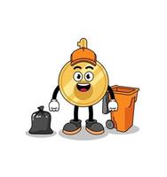 Illustration of key cartoon as a garbage collector vector