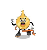 Mascot cartoon of key running on finish line vector